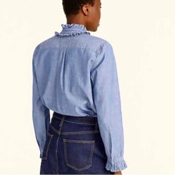 J.Crew classic-fit ruffleneck chambray button up shirt Size XS NWT - Picture 9 of 12